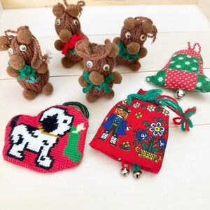 Vintage Lot of 7 Handmade Christmas Ornaments